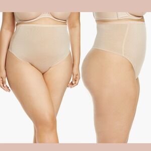 NWT $38 SKIMS [ Large ] Power Mesh High Waist Thong In Clay Nude #T2026
